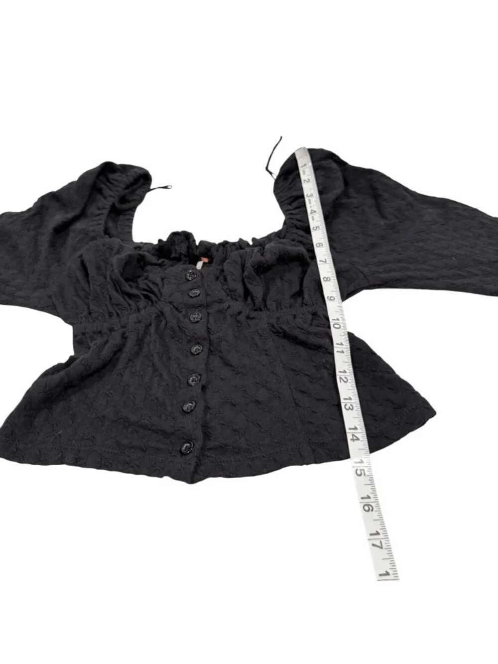 Free People Ladybug Long Sleeve Sweetheart‎ Neck Top Black Size XS